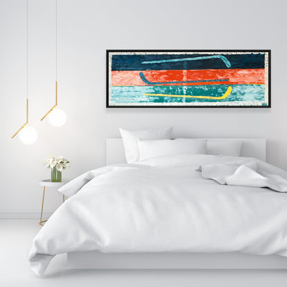 Toile encadrée abstraite avec bâtons de hockey | Décoration pour homme des cavernes