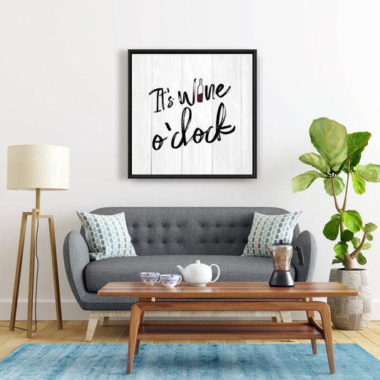Toile encadrée « It's Wine O'Clock » | Décoration d'intérieur noir et blanc