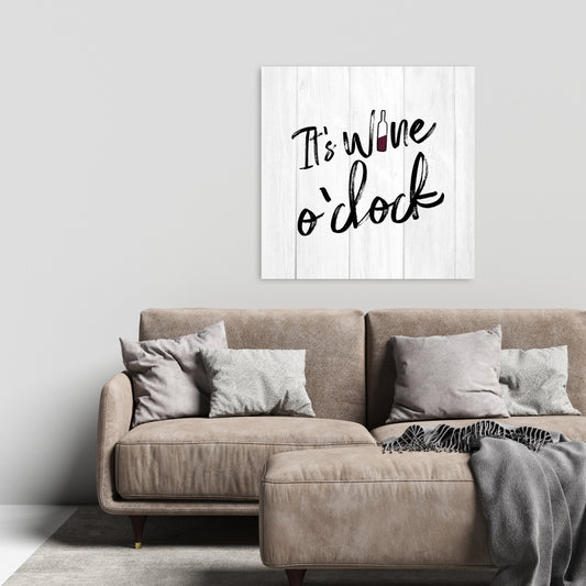 It's Wine O'clock Black & White Gastronomy Kitchen Canvas Decor