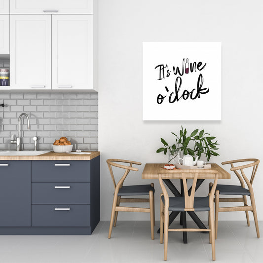 White Minimalist Food Canvas - It's Wine O'clock II Decor