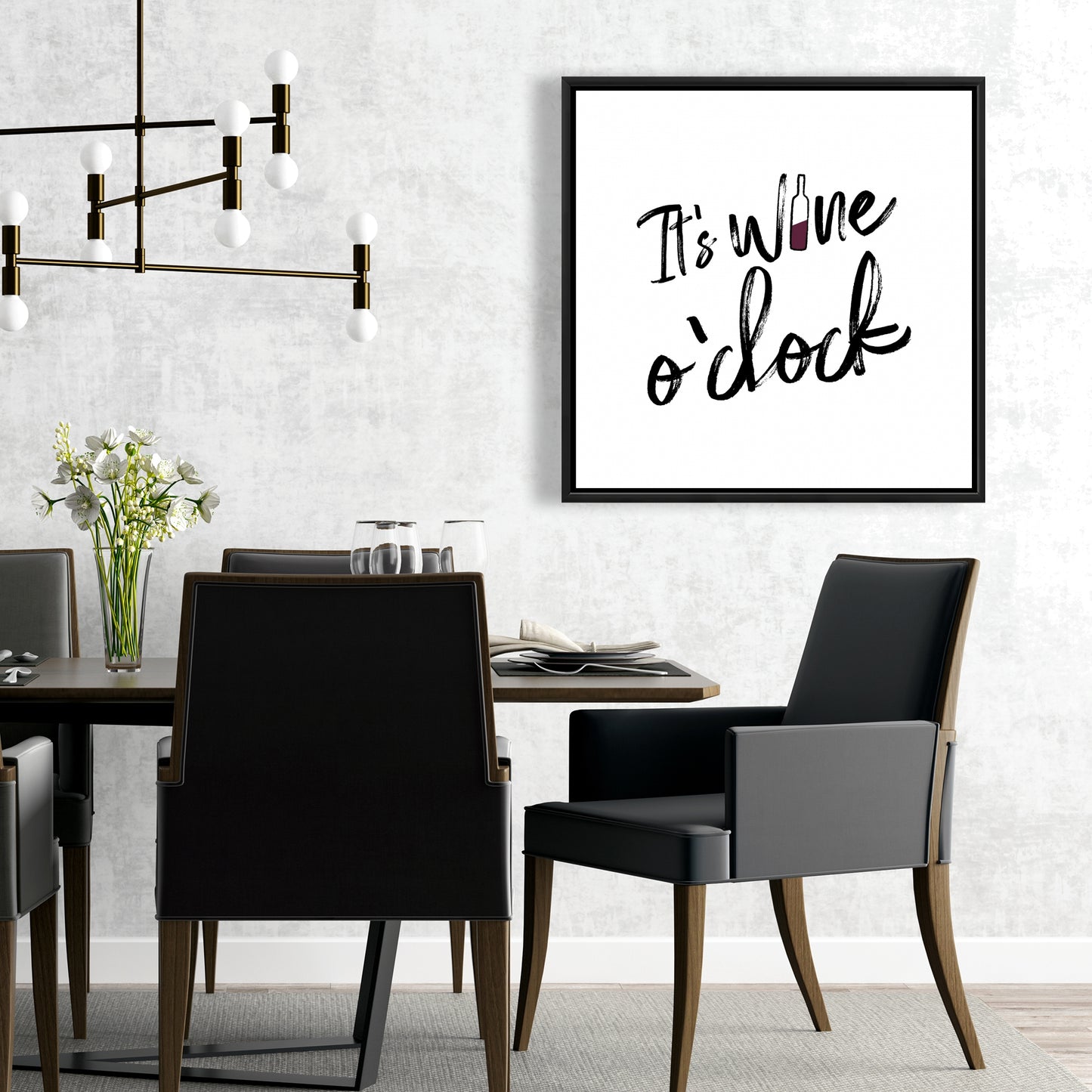 Toile encadrée « It's Wine O'Clock II » - Décoration de cuisine