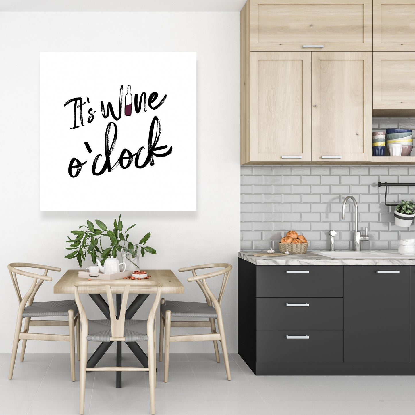 Toile alimentaire minimaliste blanche - Décoration It's Wine O'clock II
