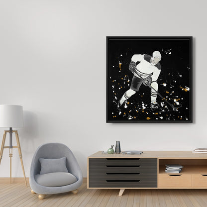 Toile encadrée Gray Man | Décoration murale représentant un joueur de hockey en action