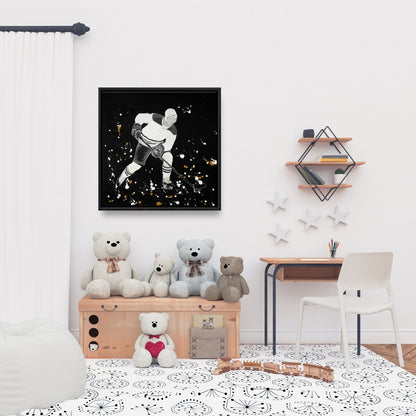 Toile encadrée Gray Man | Décoration murale représentant un joueur de hockey en action