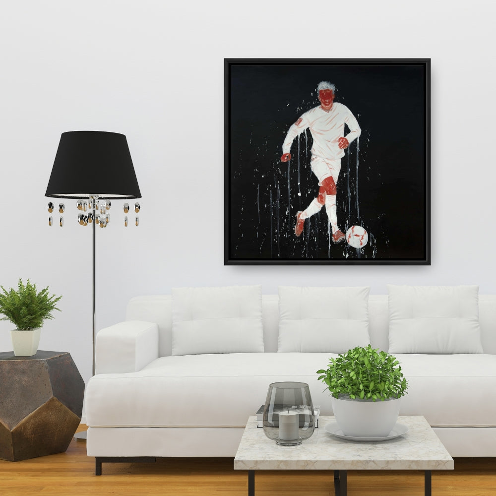 Toile encadrée moderne représentant un joueur de football | Décoration d'intérieur pour homme