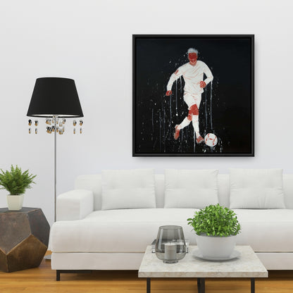 Toile encadrée moderne représentant un joueur de football | Décoration d'intérieur pour homme