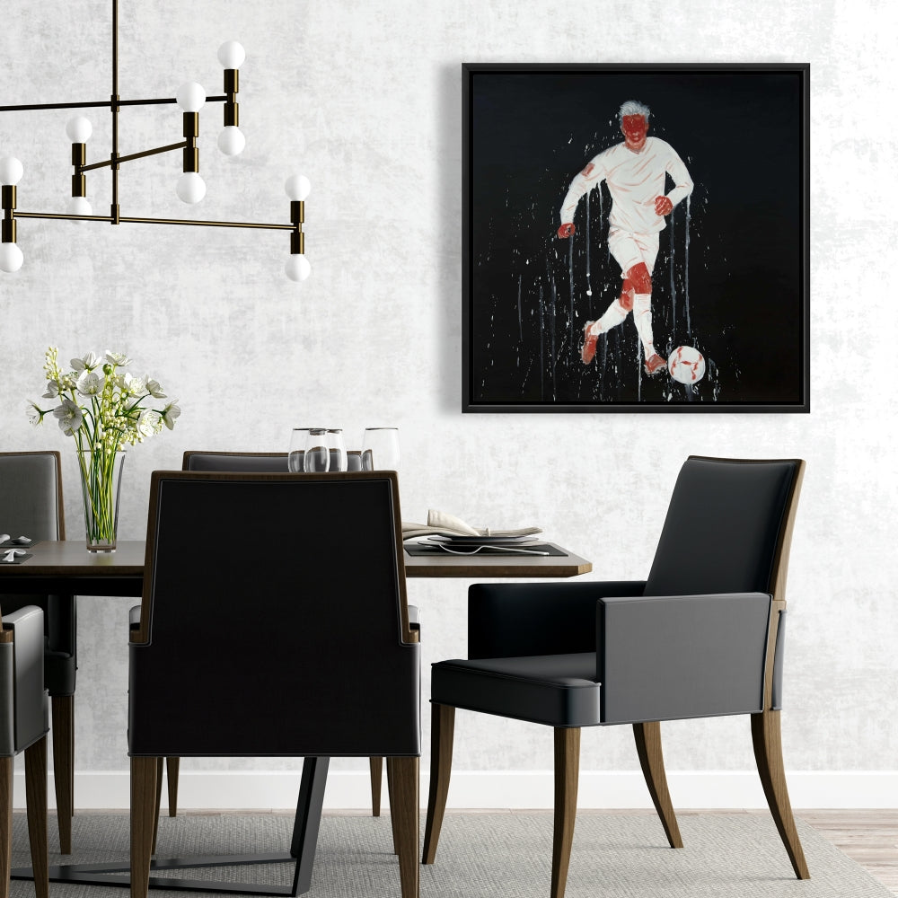 Toile encadrée moderne représentant un joueur de football | Décoration d'intérieur pour homme