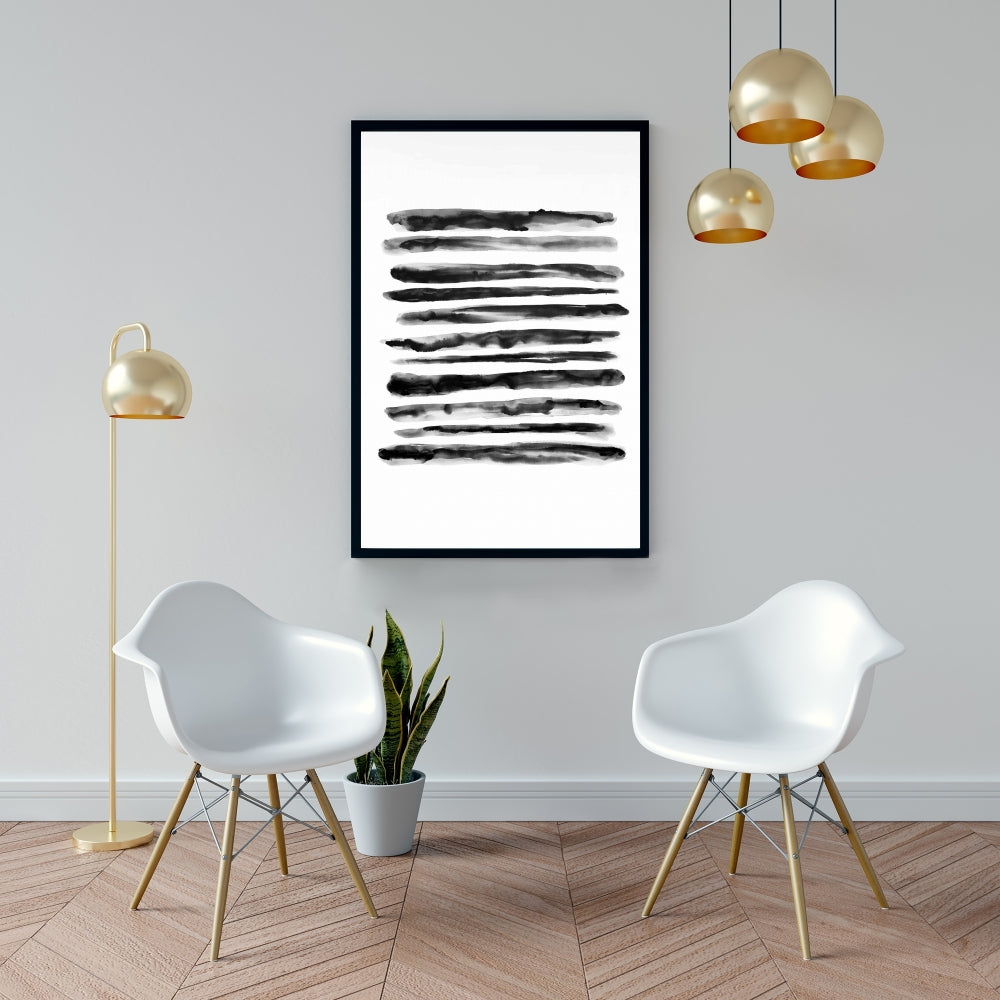 White Bathroom Shapes Framed Canvas - Hatching Home Decor