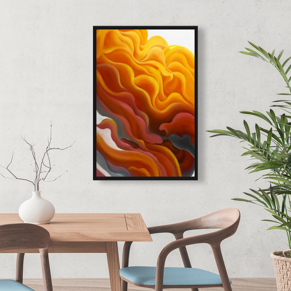 Toile abstraite colorée orange fumée pour salon - Décoration d'intérieur