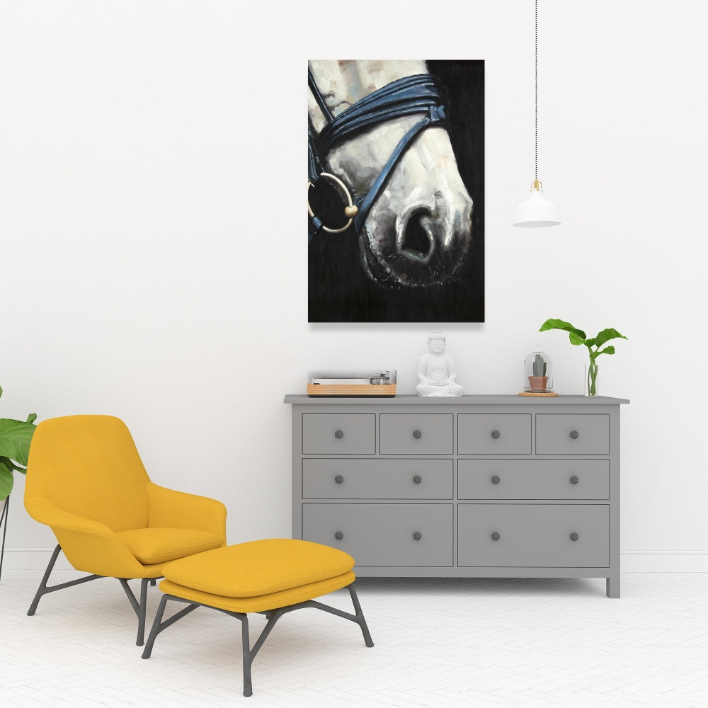 Horse with Harness Blue Canvas | Home Decor Bedroom Art