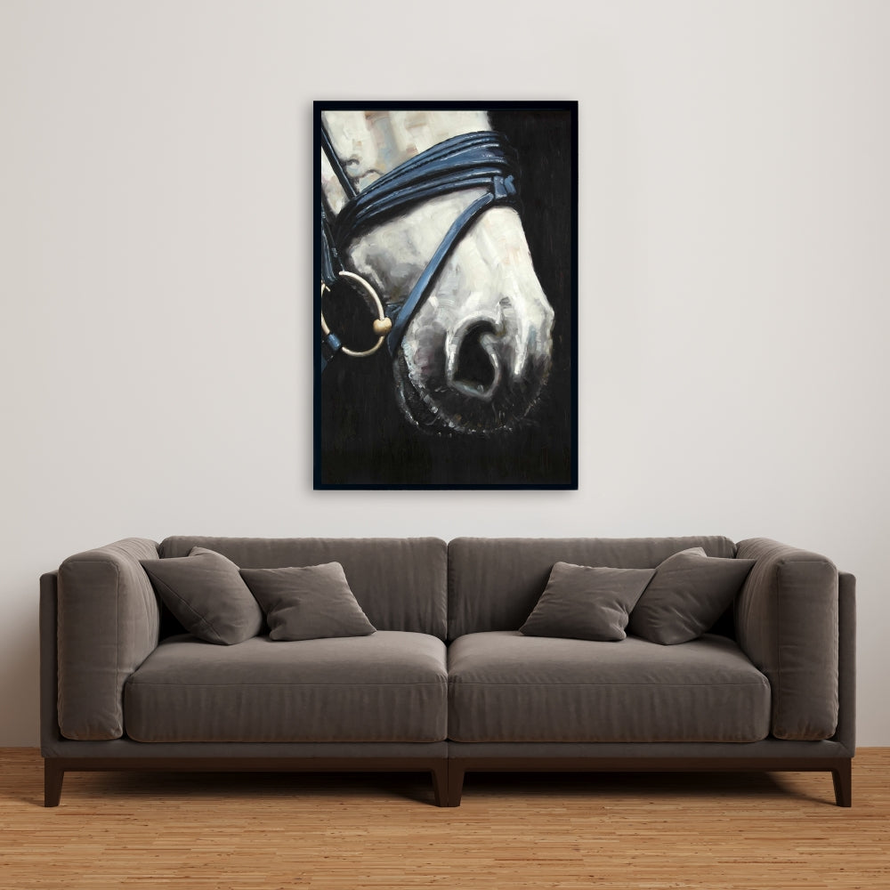 Horse with Harness Rustic Framed Canvas | Home Decor Art