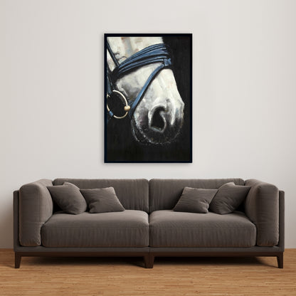 Horse with Harness Rustic Framed Canvas | Home Decor Art