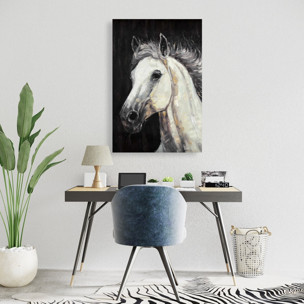 White Star Horse Canvas | Rustic Animal Art for Living Room