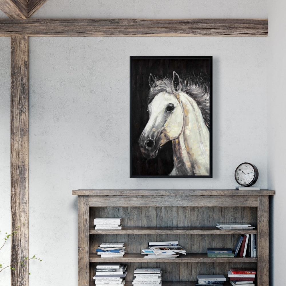 White Star Horse Canvas | Farm Animal Art for Living Room Decor