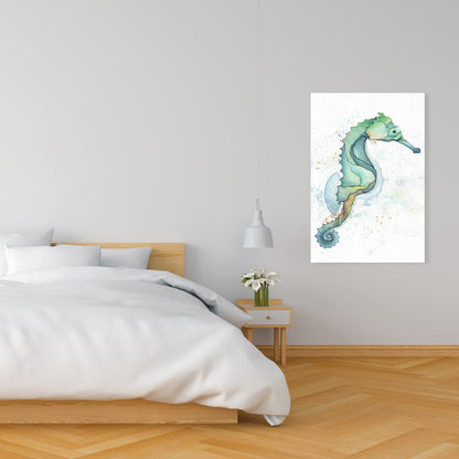Turquoise Sea Horse Canvas | Aquatic Animal Home Decor