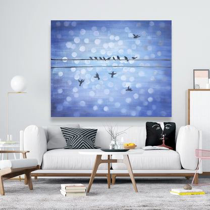 Birds on a Wire Canvas | Blue Sky Art | Home Decor