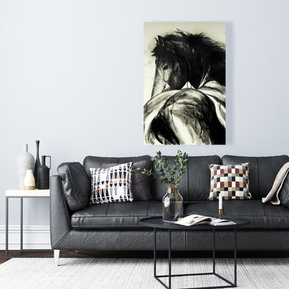 Classical Horse Canvas - Beige Rustic Living Room Decor