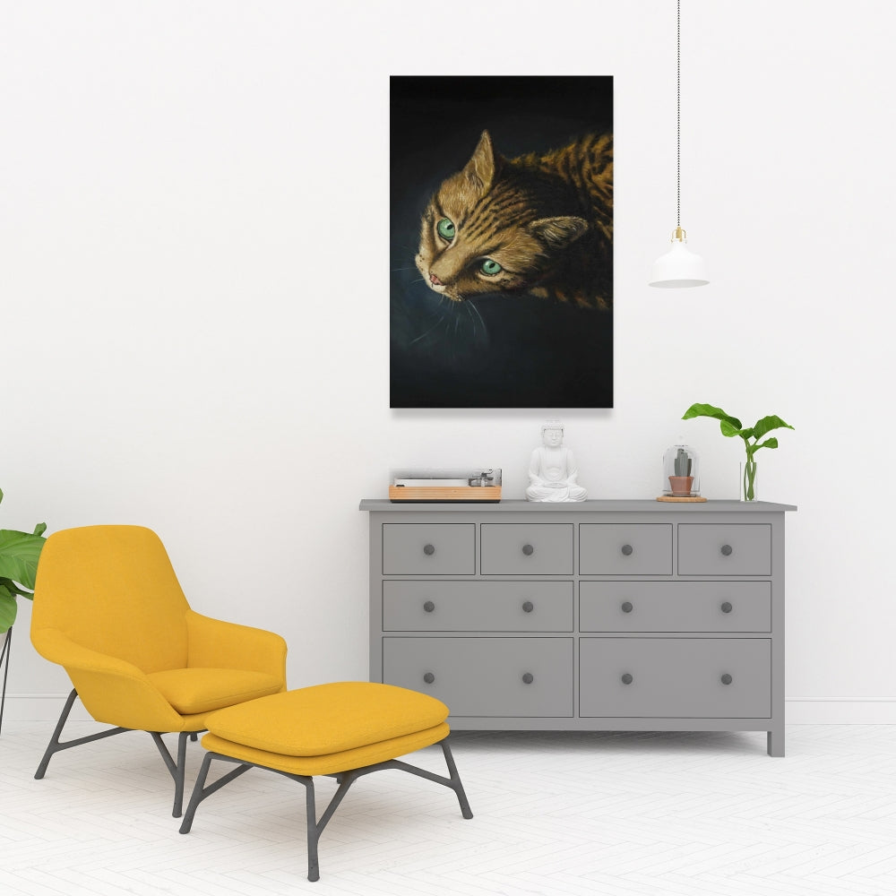 Toile représentant un chat du Bengale | Décoration murale moderne pour chambre à coucher