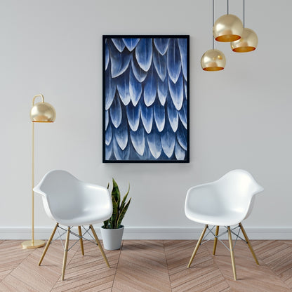 Plumage Blue Animals Feathers Framed Canvas | Home Decor