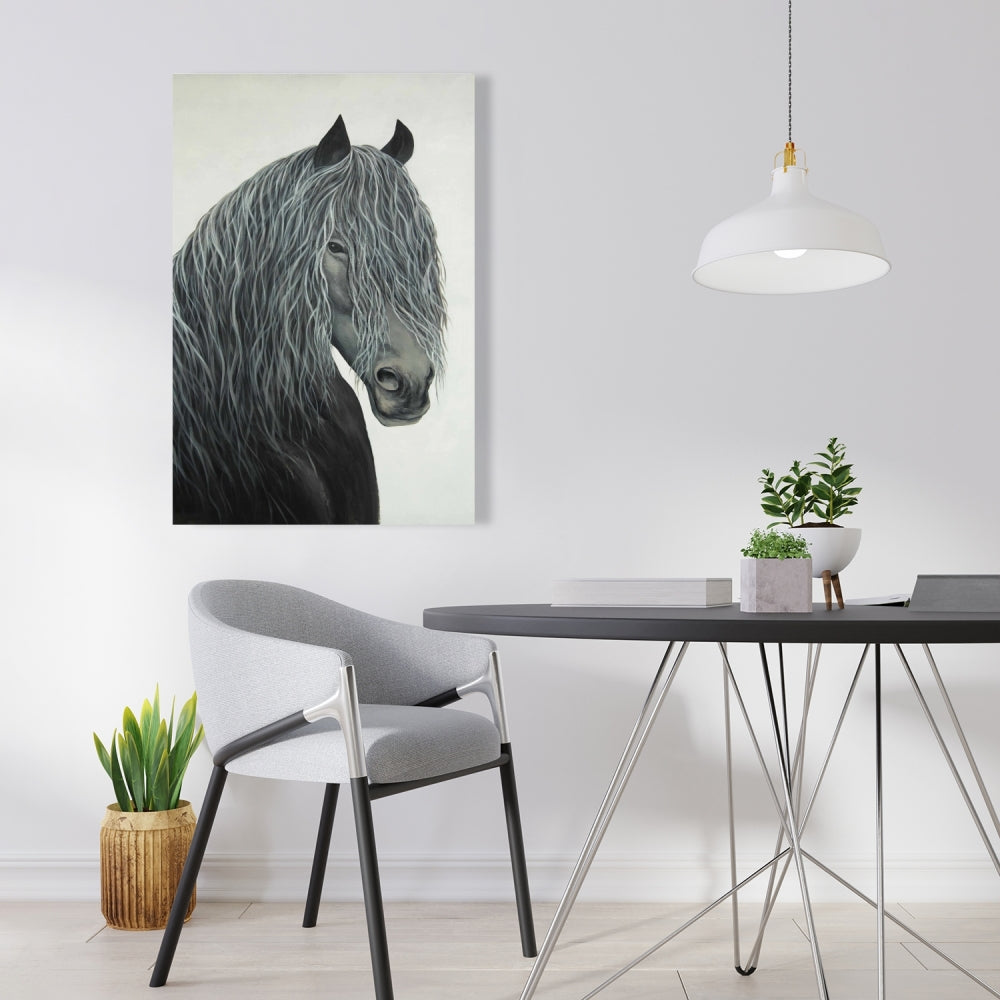 Wild Heart Horse Rustic Black Canvas | Bedroom Home Decor