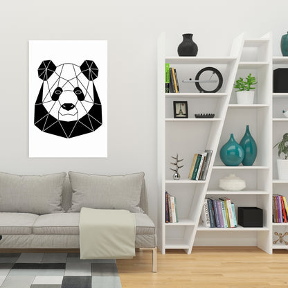 Geometric Panda Retro Animals White Canvas | Home Decor Art