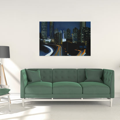 Toile bleue « Atlanta la nuit » | Décoration d'intérieur | Construction de villes