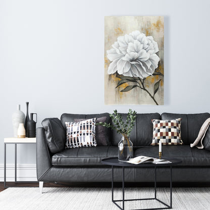 Toile Pivoine blanche | Décoration murale florale rustique pour salon