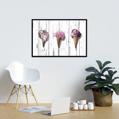 Peony Cones Romantic Pink Framed Canvas | Home Decor Art