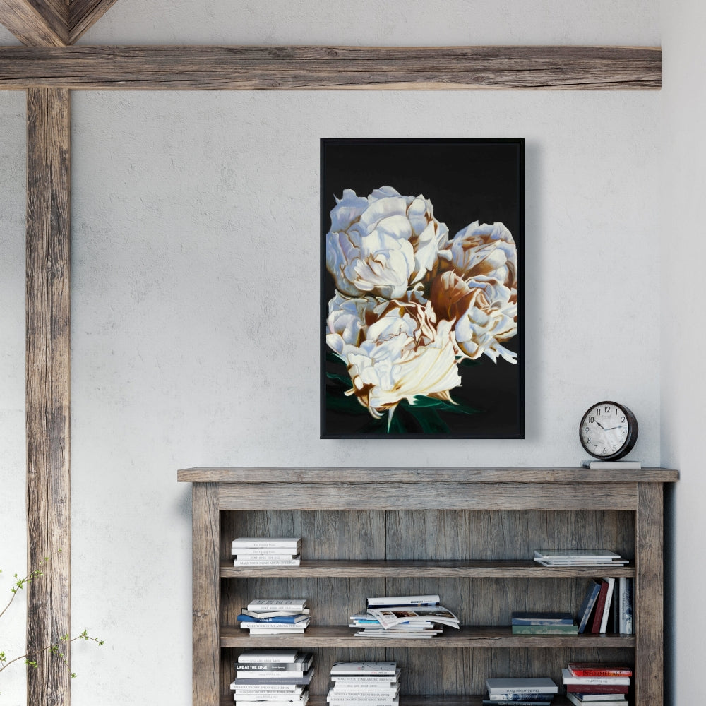 Blooming Peonies Framed Canvas | Floral Bedroom Home Decor