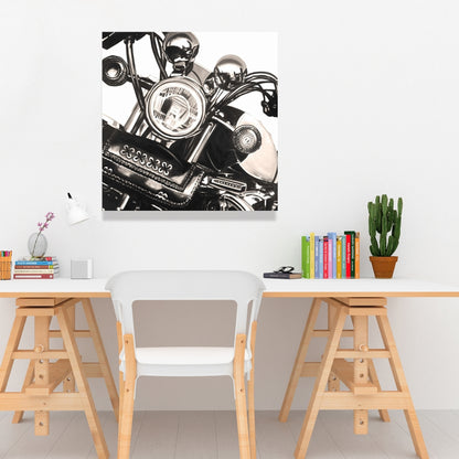 Realistic Sepia Motorcycle Canvas | Beige Home Decor Art