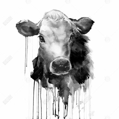 Toile de cuisine grise représentant une vache Jersey | Décoration d'intérieur encadrée