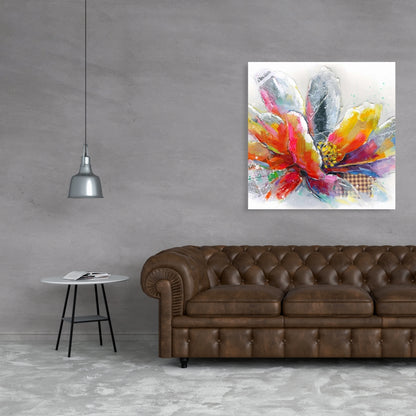 Red Botanical Canvas | Abstract Flower Texture Home Decor