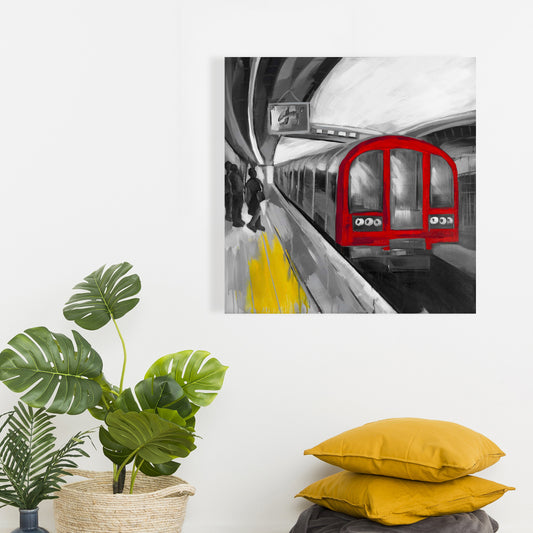 Toile « Attendre le métro » | Art de train industriel pour une décoration de caverne d'homme