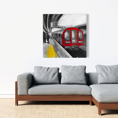 Waiting Subway Canvas | Industrial Train Art for Man Cave Decor