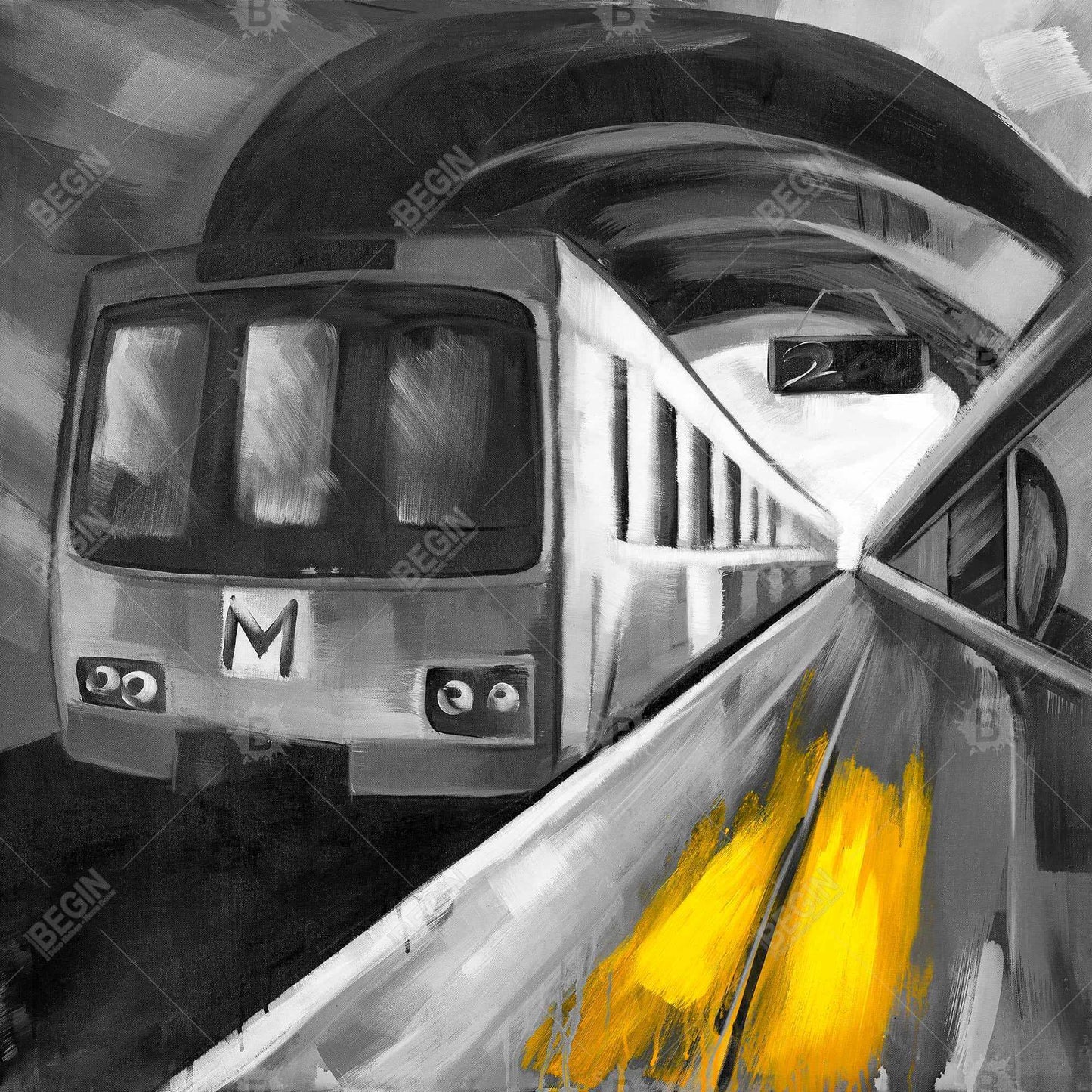 Urban Life Gray Canvas - Train Man Cave Decor for Home