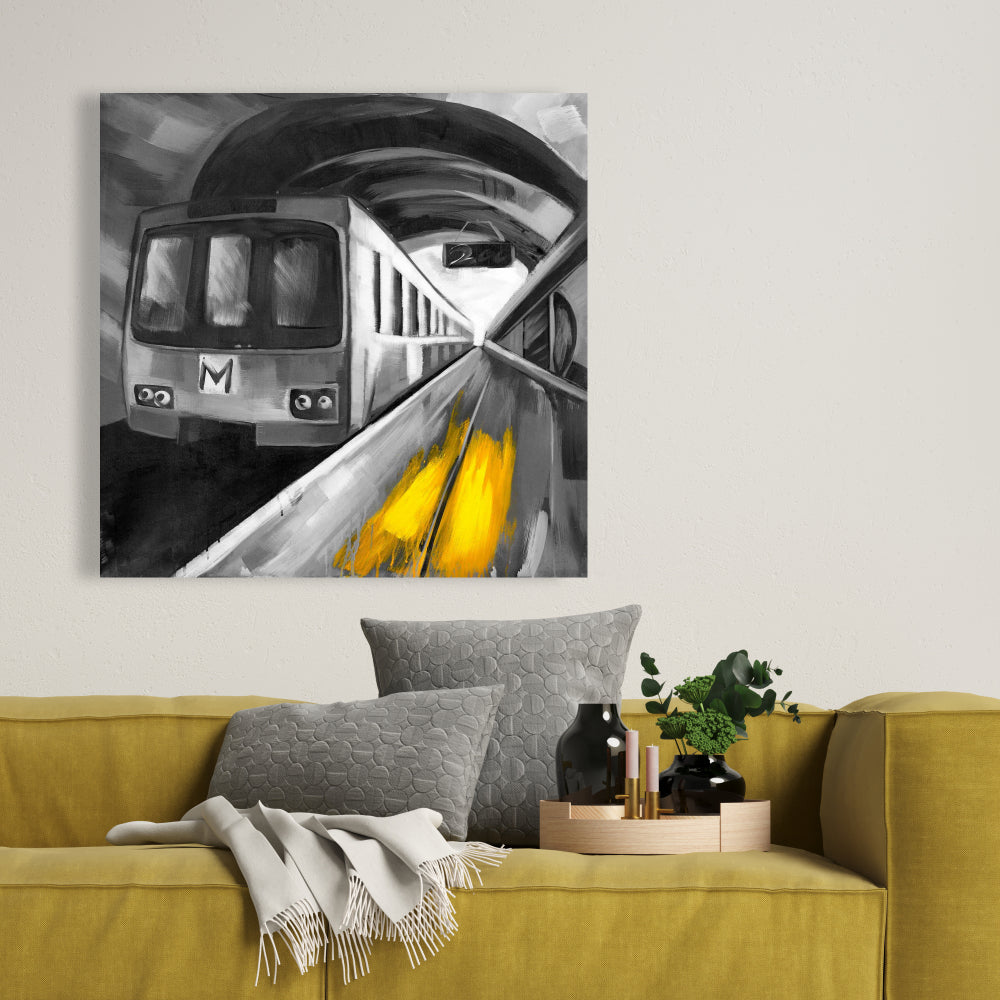 Urban Life Gray Canvas - Train Man Cave Decor for Home