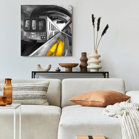Urban Life Gray Canvas - Train Man Cave Decor for Home