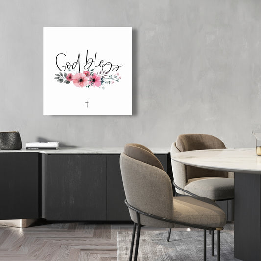 God Bless Spiritual Bedroom Leaves Canvas | Home Decor Art
