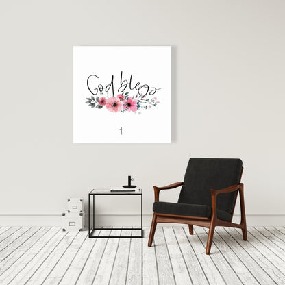 God Bless Spiritual Bedroom Leaves Canvas | Home Decor Art
