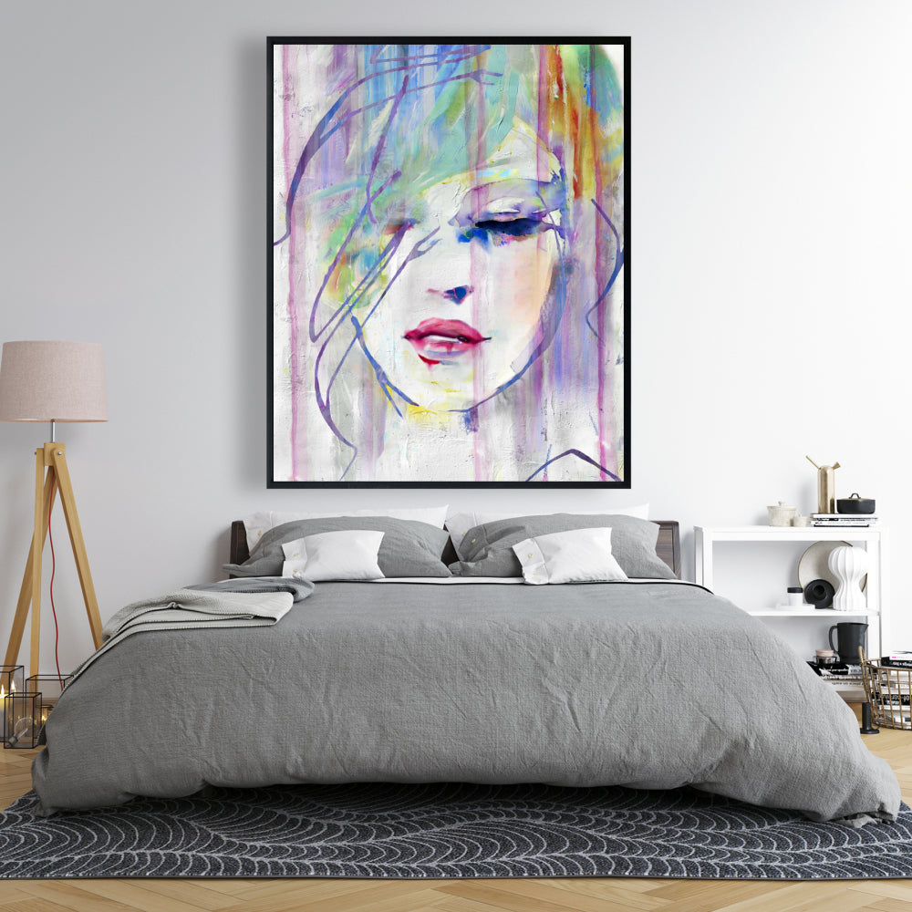 Abstract Beauty Woman Figurative Canvas - Gray Framed Decor