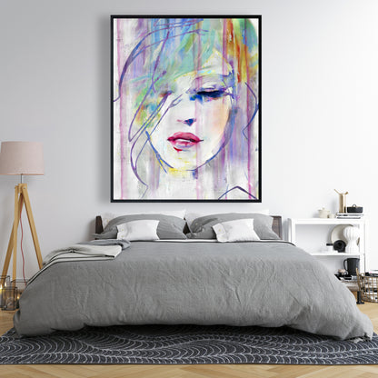 Abstract Beauty Woman Figurative Canvas - Gray Framed Decor