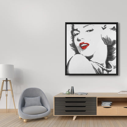 Marilyn Monroe grise rétro | Décoration d'intérieur sur toile encadrée