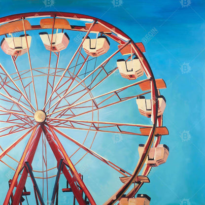 Toile Grande Roue - Décoration de chambre Loisirs - Cadre bleu