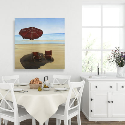 Coastal Sea Red Canvas - Relax at the Beach Home Decor