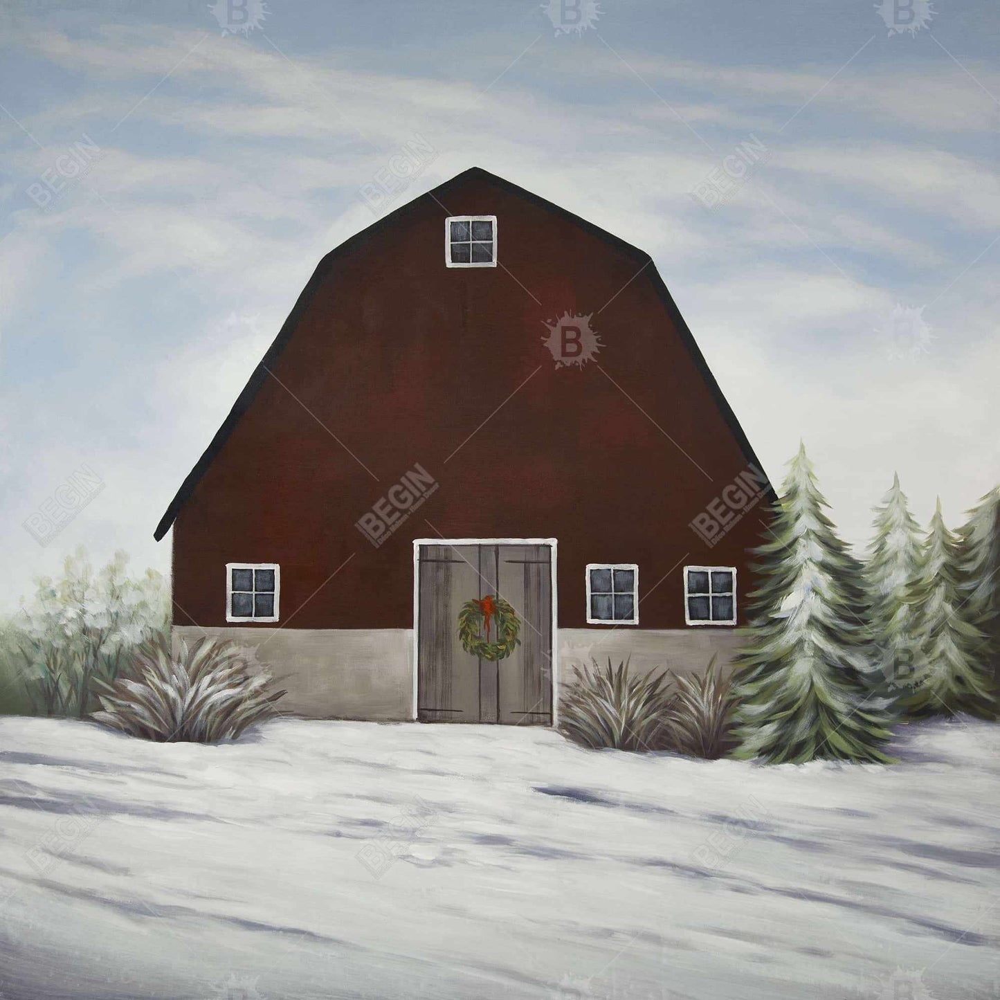 White Bedroom Rustic Canvas - It's Winter on the Farm Decor