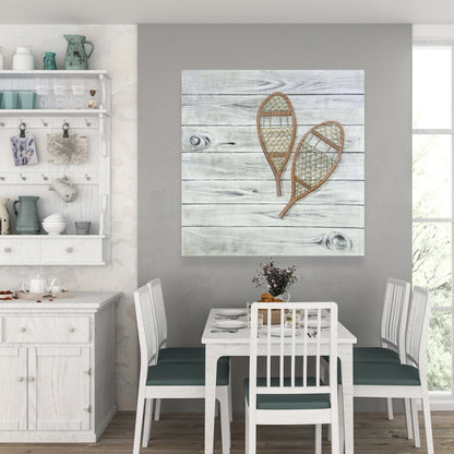 Rustic Brown Snowshoes Canvas - Perfect Living Room Decor