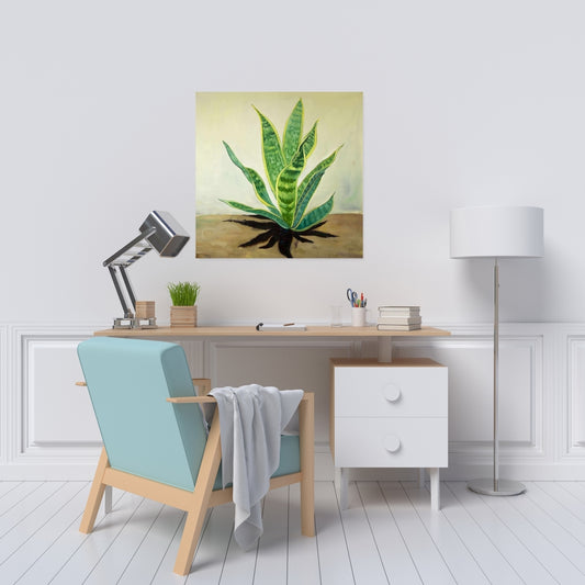 Green Botanical Canvas | Succulent Mother-in-Law's Tongue Decor
