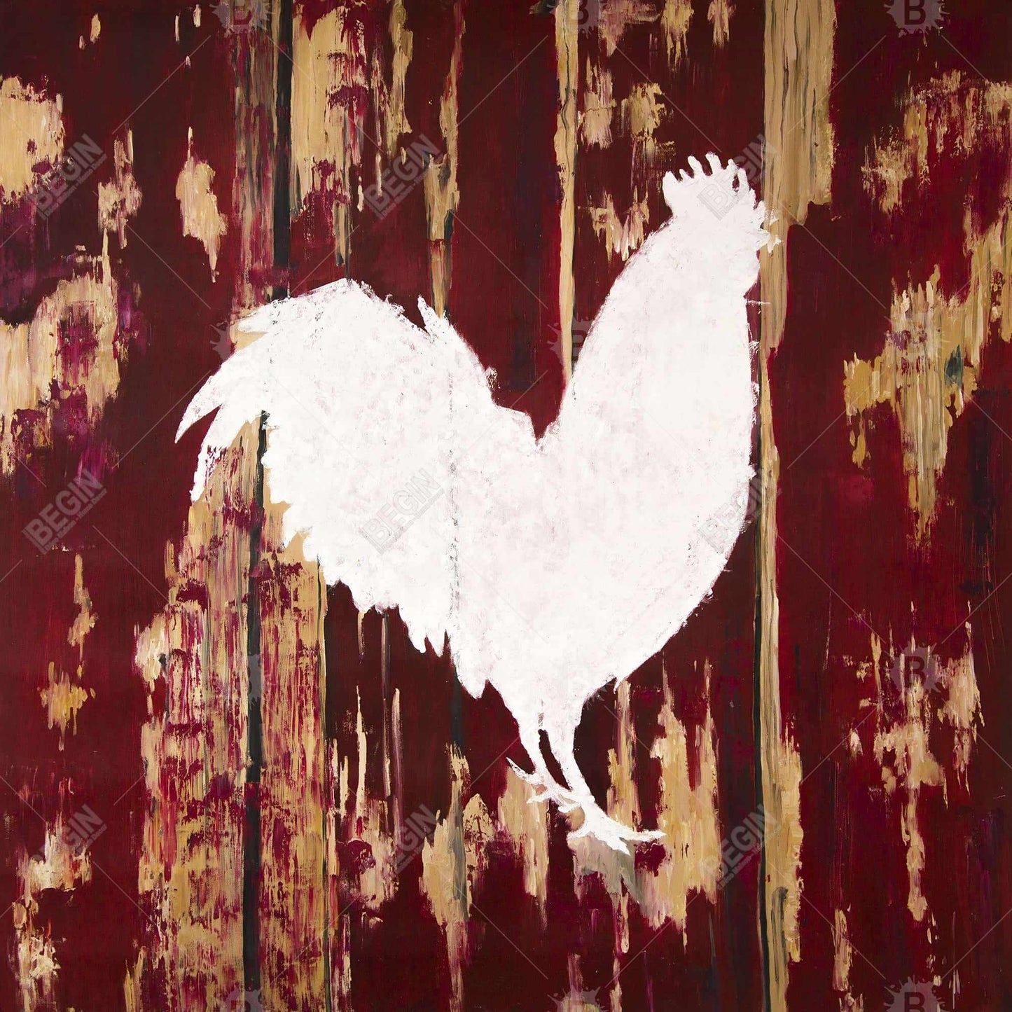 White Rustic Kitchen Canvas - Rooster Silhouette Home Decor