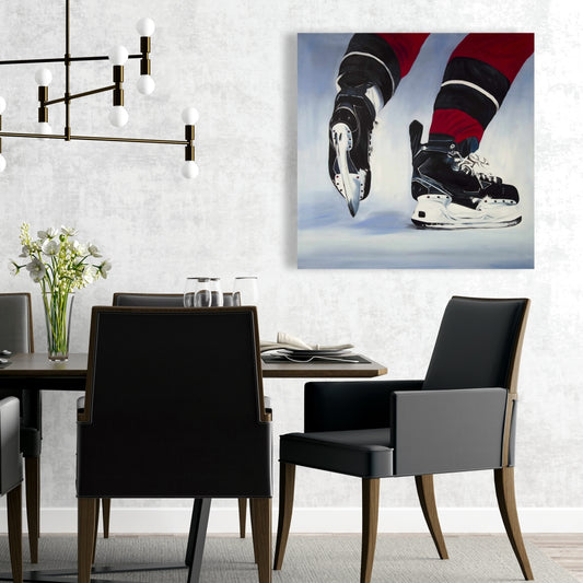 Hockey Player Man Cave Canvas - Sports Shoes Decor for Home