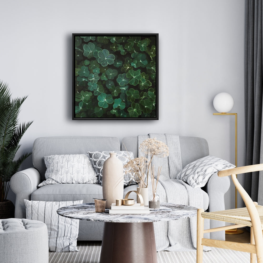 Toile botanique Trèfles – Décoration florale hyperréaliste pour la maison